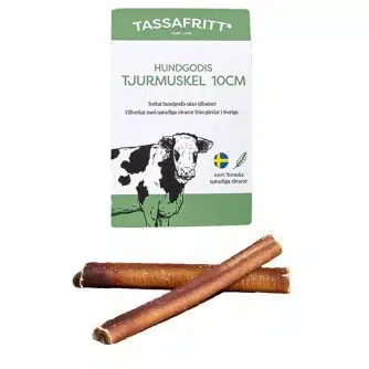 Tassafritt Tjurmuskel 10 cm, en klassiker som naturligt hundtugg.