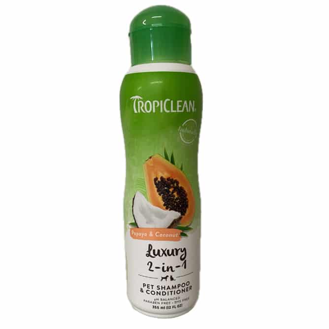 Tropiclean Papaya o Coconut Luxury 2 in 1 Shampoo 355 ml