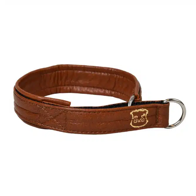 Gustaf & Evita, halvstryp, skinn, cognac